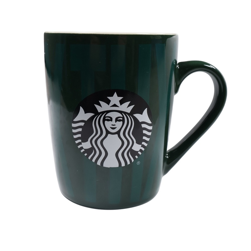 Starbucks Coffee Mug THX Thanks Green Vertical Stripe Logo 10‎ fl oz